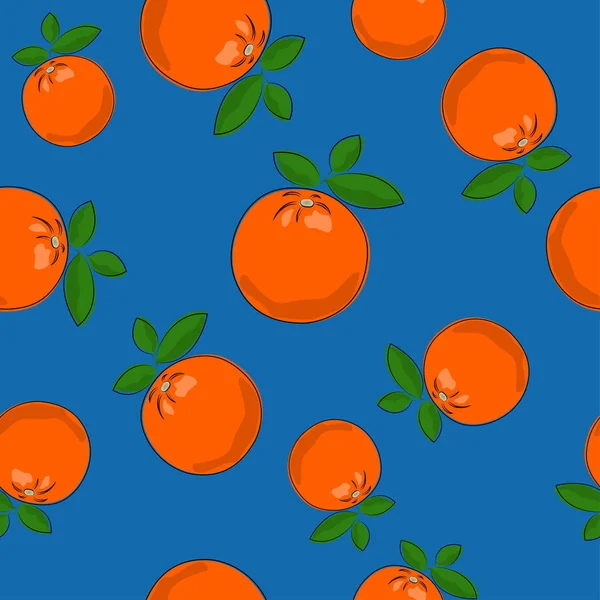 Seamless Pattern ,Orange on Blue Background — Stock Vector