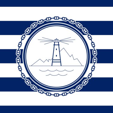 Deniz feneri ile deniz amblemi