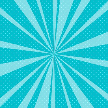 Güneş ışınları ile Retro arka plan mavi Pop sanat