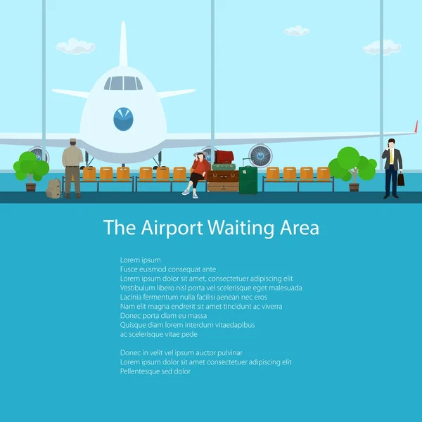 La zona de espera del aeropuerto con la gente — Archivo Imágenes Vectoriales