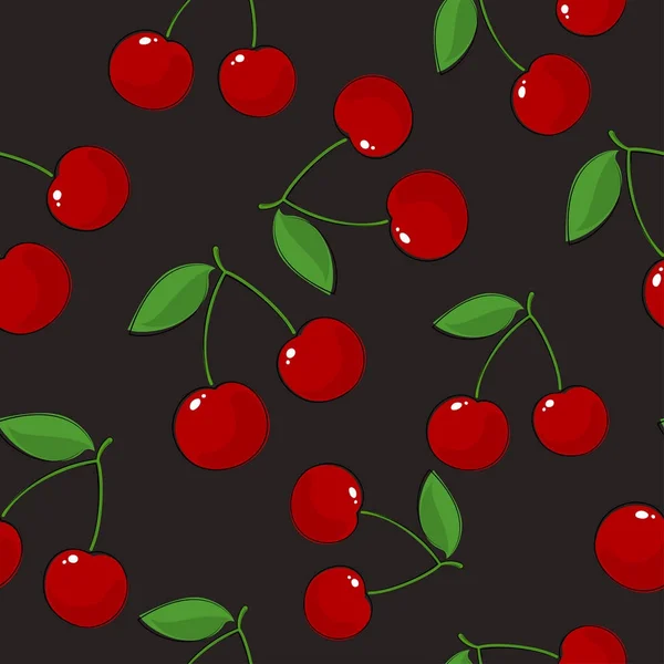 Seamless Pattern ,Cherry on Gray Background — Stock Vector