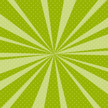 Güneş ışınları ile Retro arka plan yeşil Pop sanat