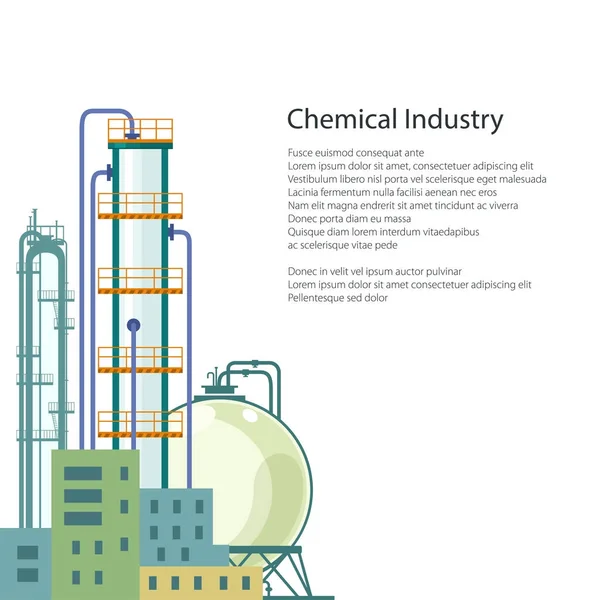 Chemical Plant Isolated and Text — Stock Vector