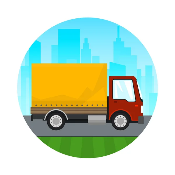 Icon Red Orange Cargo Delivery Truck — Stock Vector