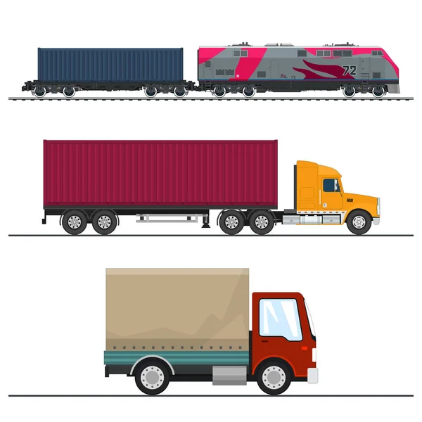 Set of Overland Freight Transport — Stock Vector