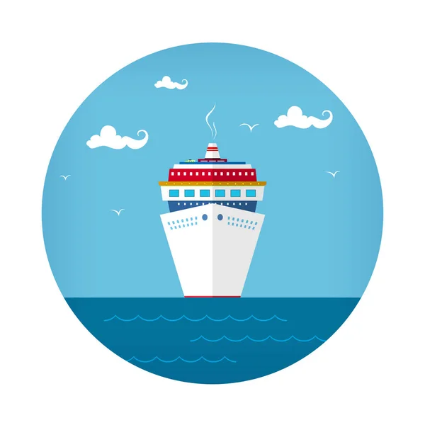 Vue de face du bateau de croisière — Image vectorielle