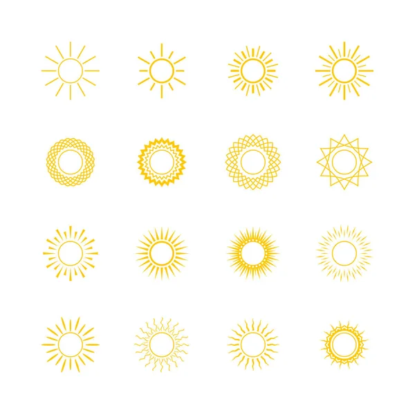 Yellow Sun, Line Style Design — Stock Vector
