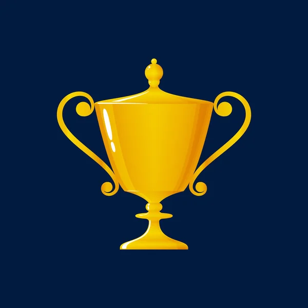 Copa de oro del ganador en fondo azul — Vector de stock