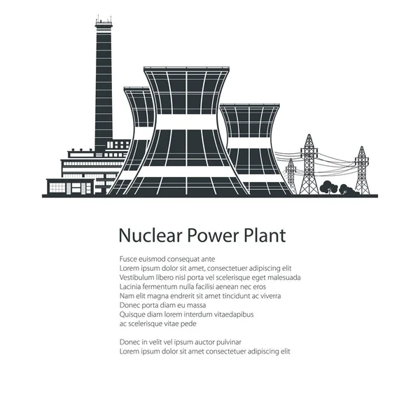 Planta de energía nuclear, diseño de folletos de carteles — Vector de stock