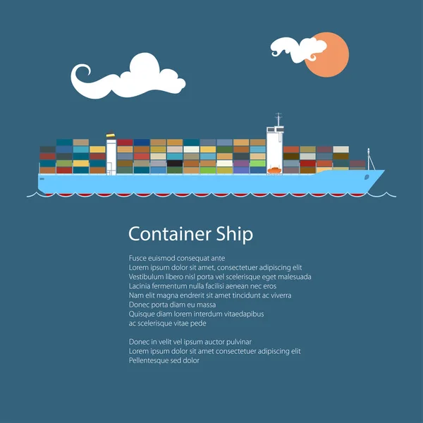 Navire maritime industriel et texte — Image vectorielle