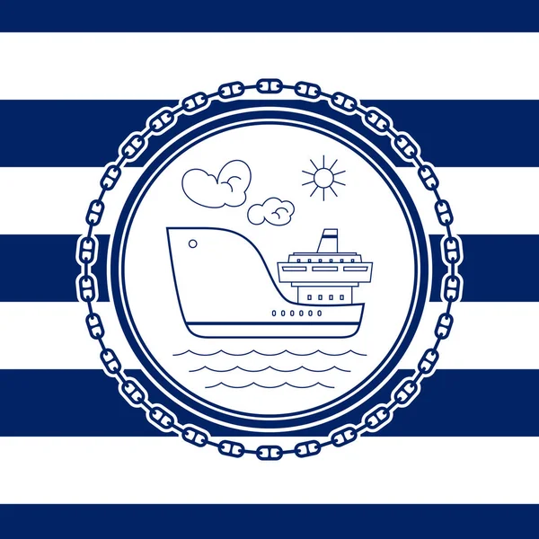 Emblema del mare con la nave — Vettoriale Stock
