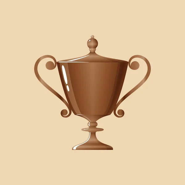 Bronze Cup of Winner on Yellow Background — Stock Vector