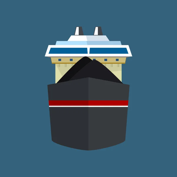 Front View of Dry Cargo Ship — Stock Vector