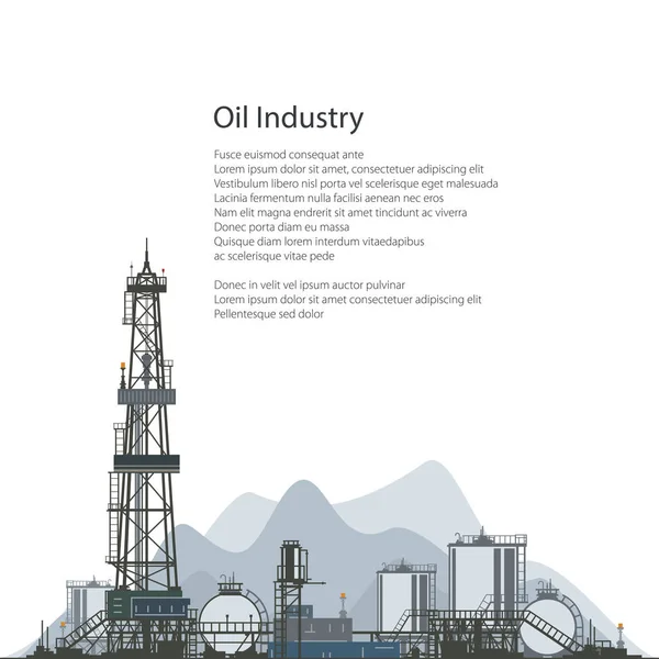 石油钻机, 宣传海报设计 — 图库矢量图片