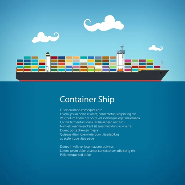 Container vrachtschip en tekst — Stockvector