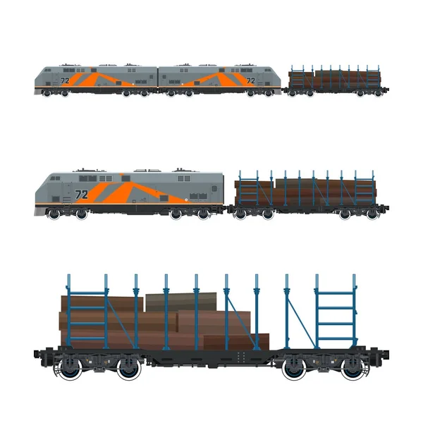 Locomotiva com plataforma ferroviária — Vetor de Stock