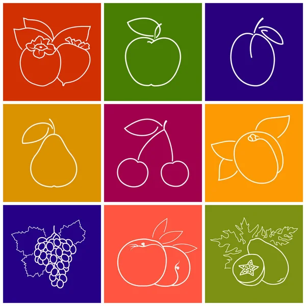 Iconos lineales de frutas de la baya — Vector de stock