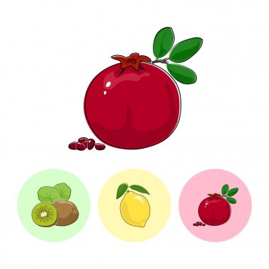 Meyve simgeler, nar, limon, kivi