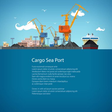 Cargo Sea Port and Text clipart