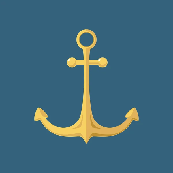 Gold Anchor ,Ship Equipment — Stock Vector