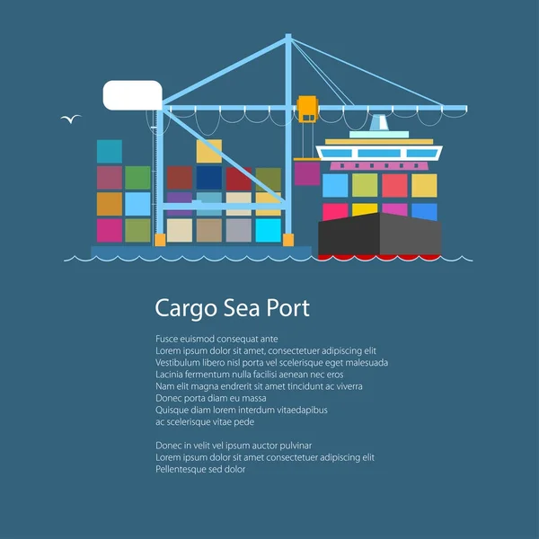 Kargo konteyner gemisi ve metin — Stok Vektör