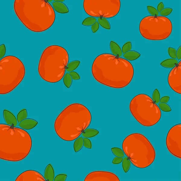 Nahtloses Muster, Mandarine auf azurblauem Hintergrund — Stockvektor