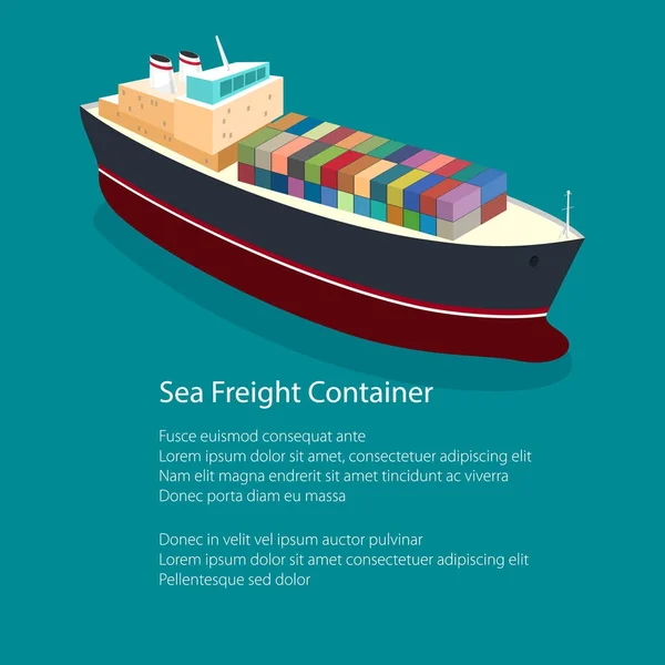 Flyer isometrische containerschip — Stockvector