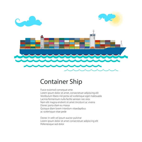 Kargo konteyner gemisi posteri — Stok Vektör