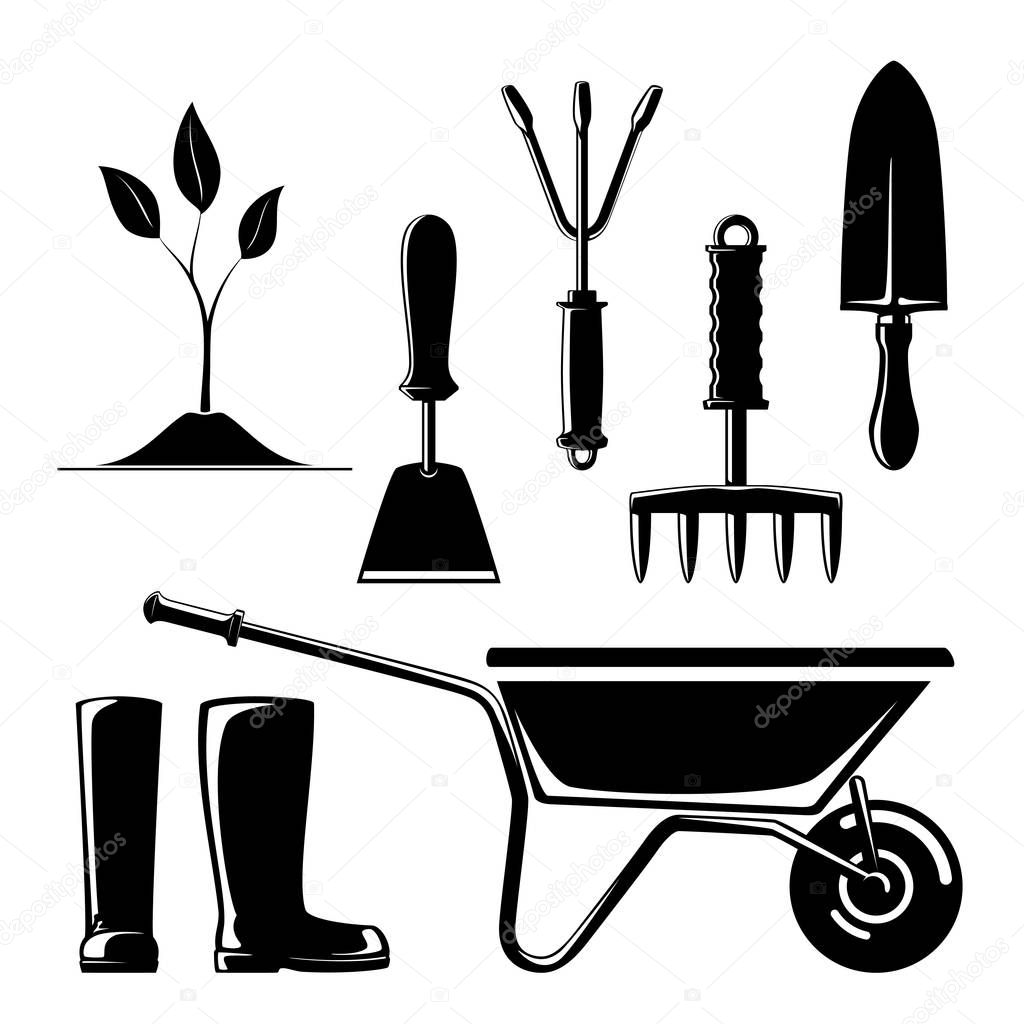 Download Silhouette of Garden and Landscaping Tools — Stock Vector © Serz72 #179473638