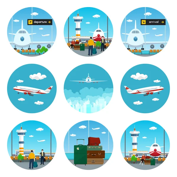 Reihe von Flughafen-Symbolen — Stockvektor