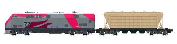 Rosa lok med Hopper Car — Stock vektor