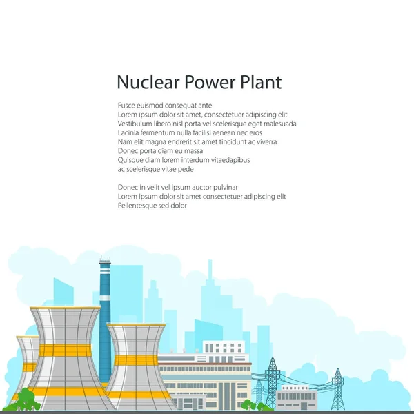 Folleto Planta de energía nuclear sobre fondo blanco — Vector de stock