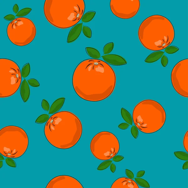 Nahtloses Muster, orange auf azurblauem Hintergrund — Stockvektor