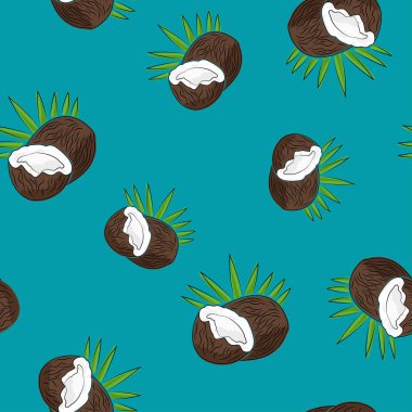 Dikişsiz desen, Azure arka plan Hindistan cevizi