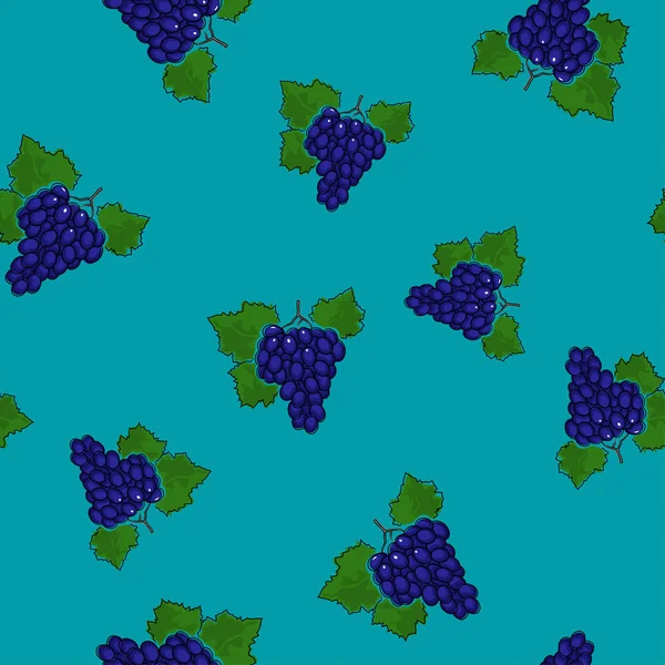 Nahtloses Muster, Trauben auf azurblauem Hintergrund — Stockvektor