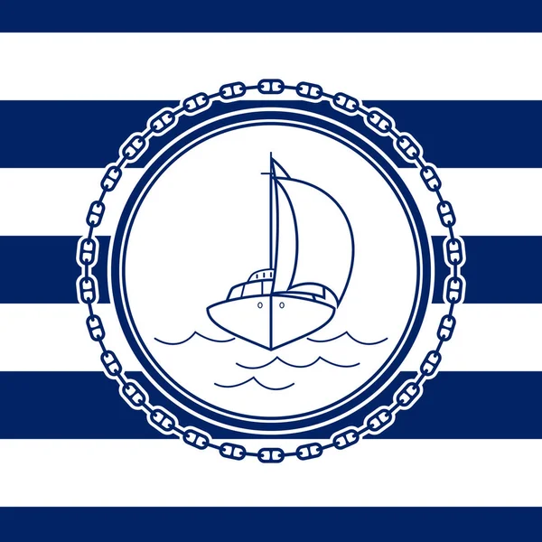 Embleem van de zee met een jacht — Stockvector