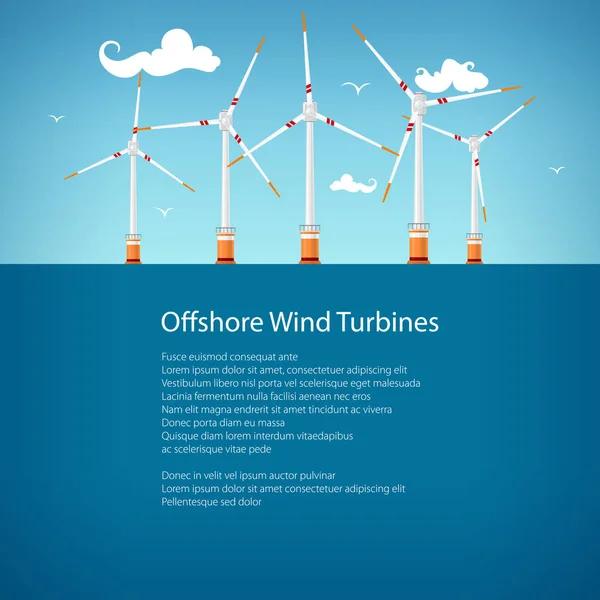 Вітрових турбін на морі, брошура дизайн плаката — стоковий вектор