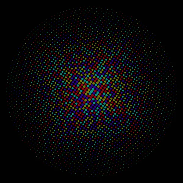 Círculo colorido de puntos sobre un fondo negro — Vector de stock