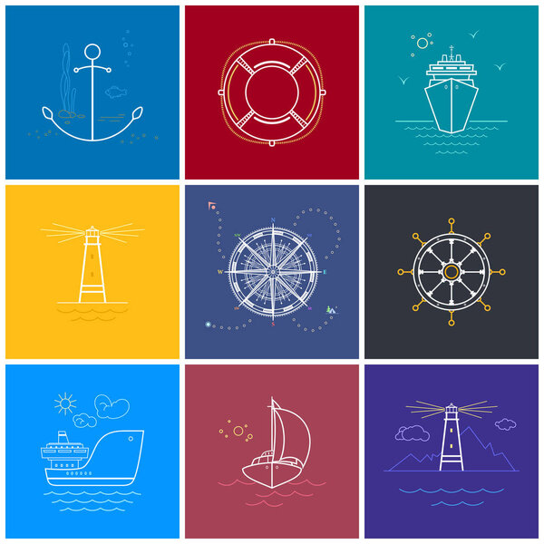 Colored Maritime Elements in Line Style