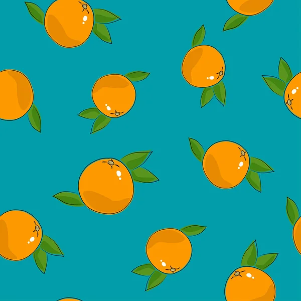 Nahtloses Muster, Grapefruit auf azurblauem Hintergrund — Stockvektor