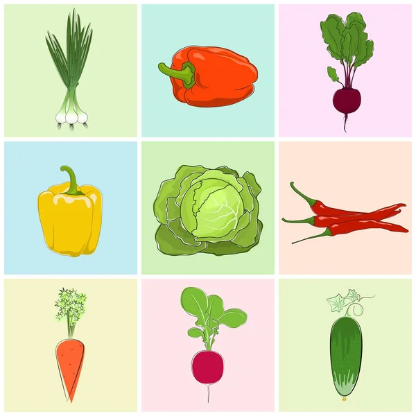 图标新鲜蔬菜 — 图库矢量图片