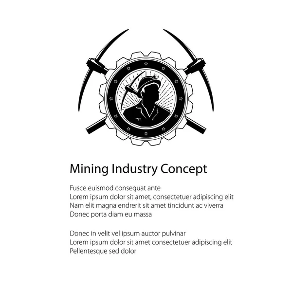 Miner houden een pikhouweel in een versnelling en de tekst — Stockvector