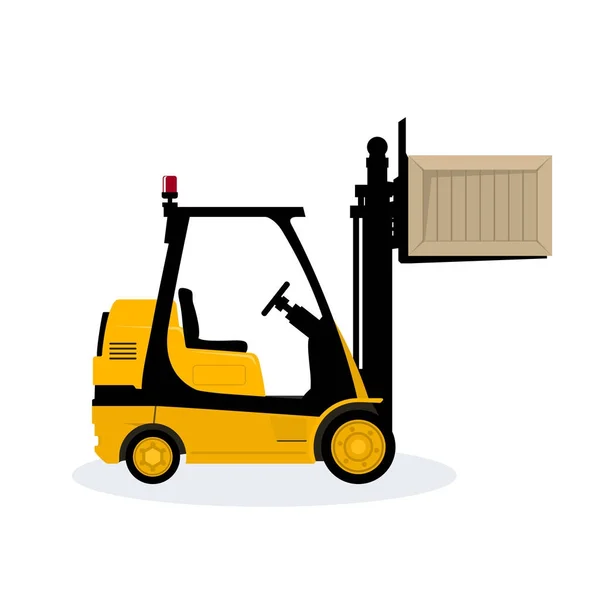 Kutu sarı Forklift kaldırdı — Stok Vektör