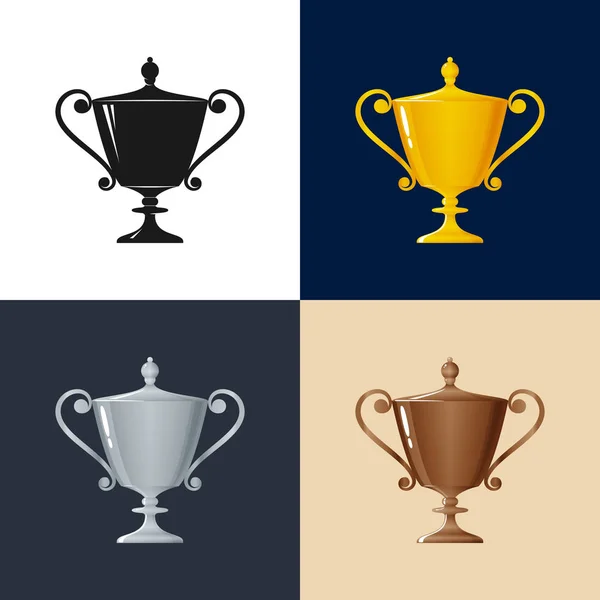 Set of Trophy Cup of Winners — Stock Vector