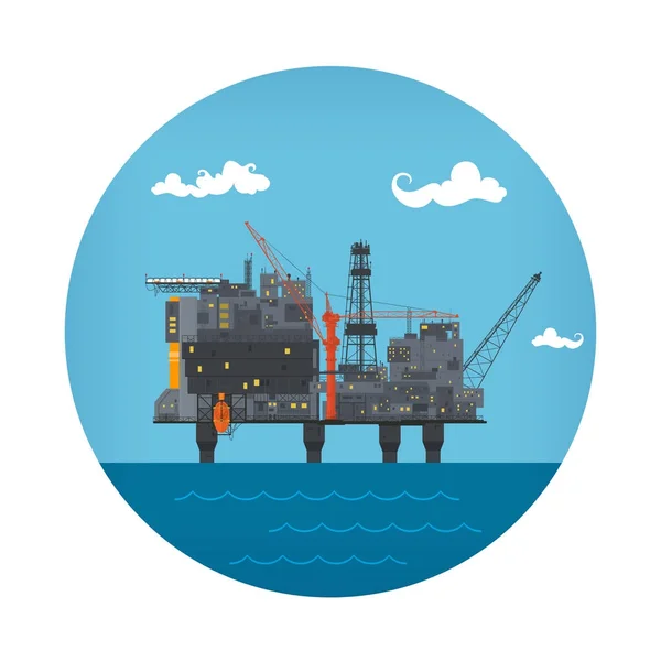 Icono de la plataforma de petróleo del mar — Vector de stock