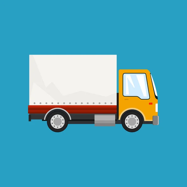 Petit camion orange sur fond bleu — Image vectorielle
