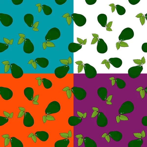 Uppsättning sömlösa mönster med avokado — Stock vektor