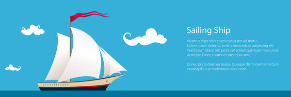 Баннер с яхтой у моря
