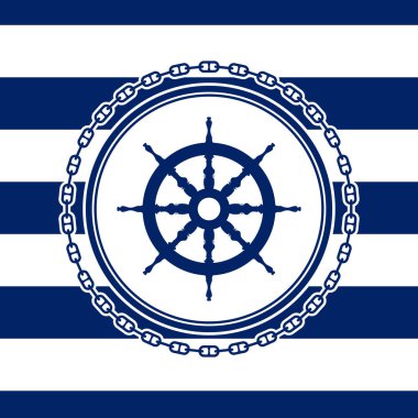Geminin tekerleği ile yuvarlak deniz amblemi