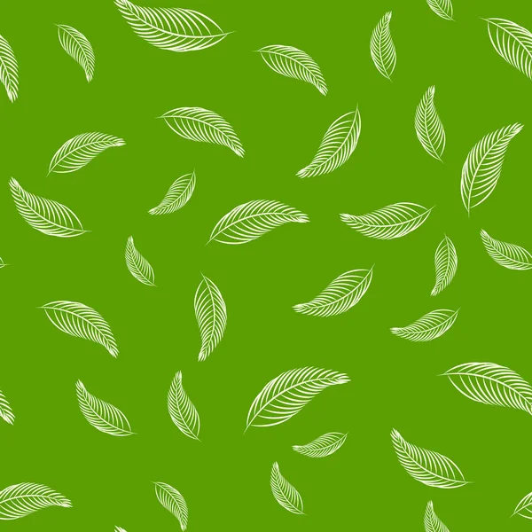 Seamless Pattern Leaf on Green Background — Stock Vector